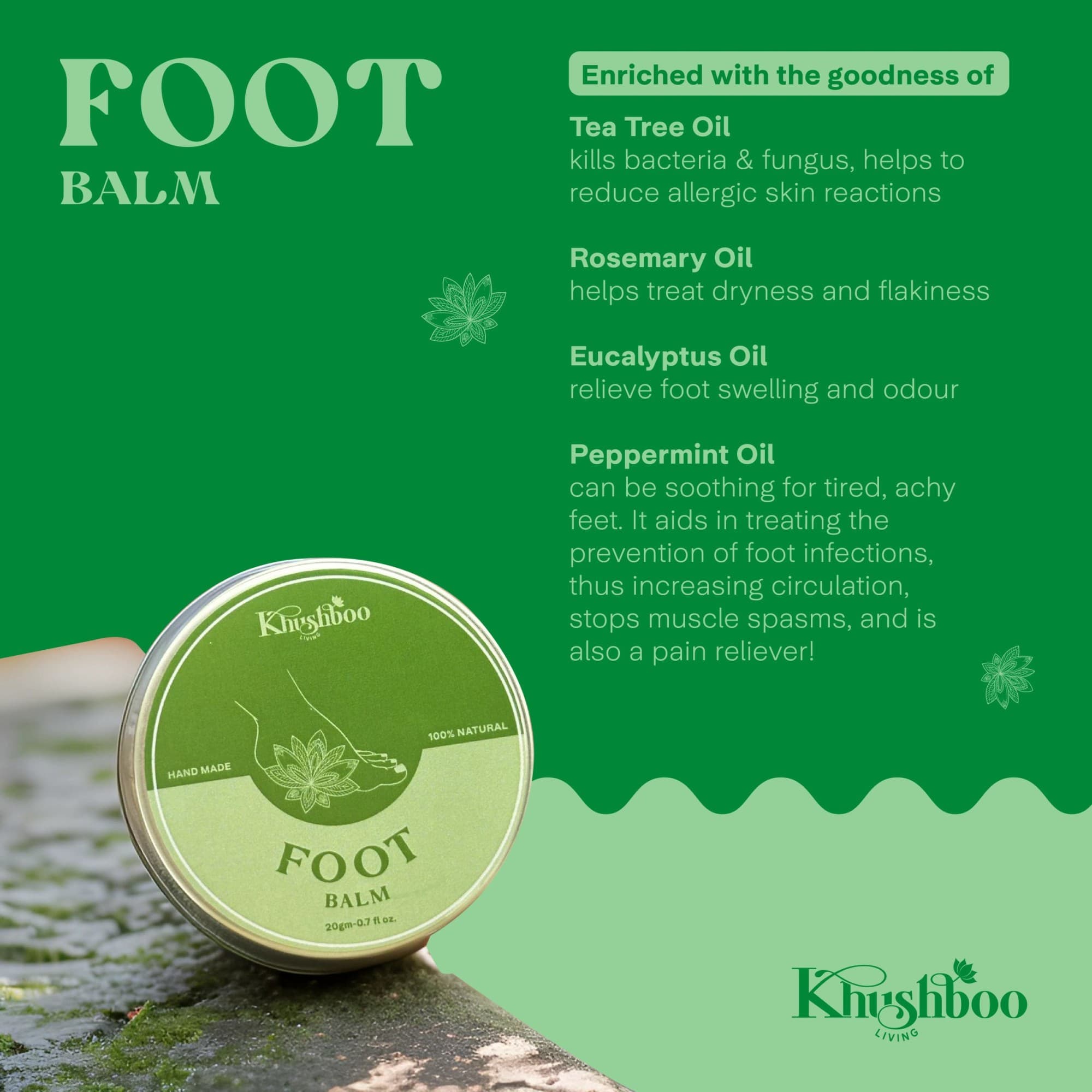 Foot balm - 100% Natural | Made with pure essential oils image 3