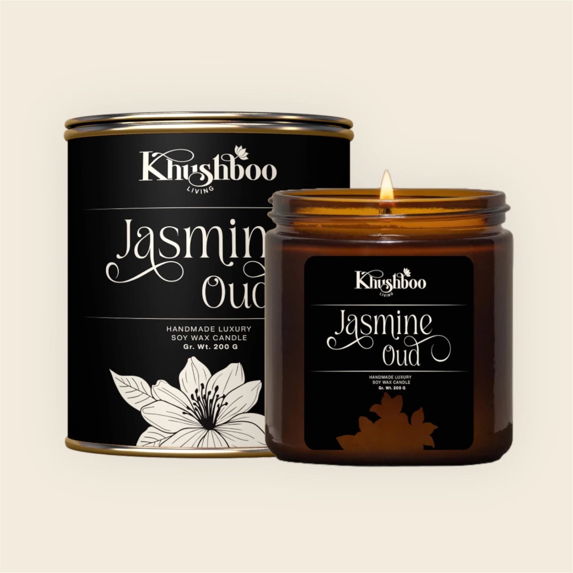 Jasmine Oud Soy Wax Candle 200g image 2