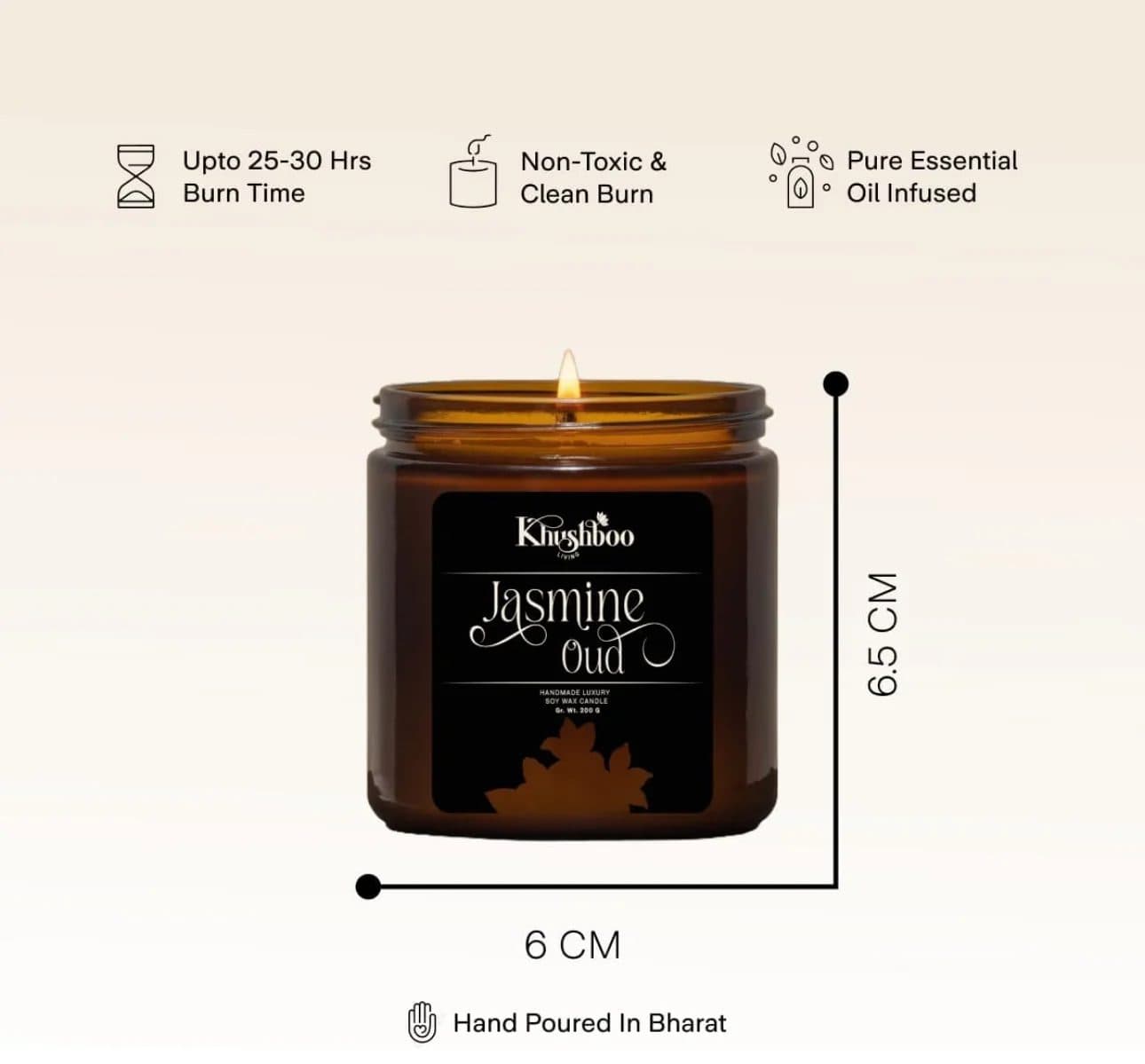 Jasmine Oud Soy Wax Candle 200g image 6