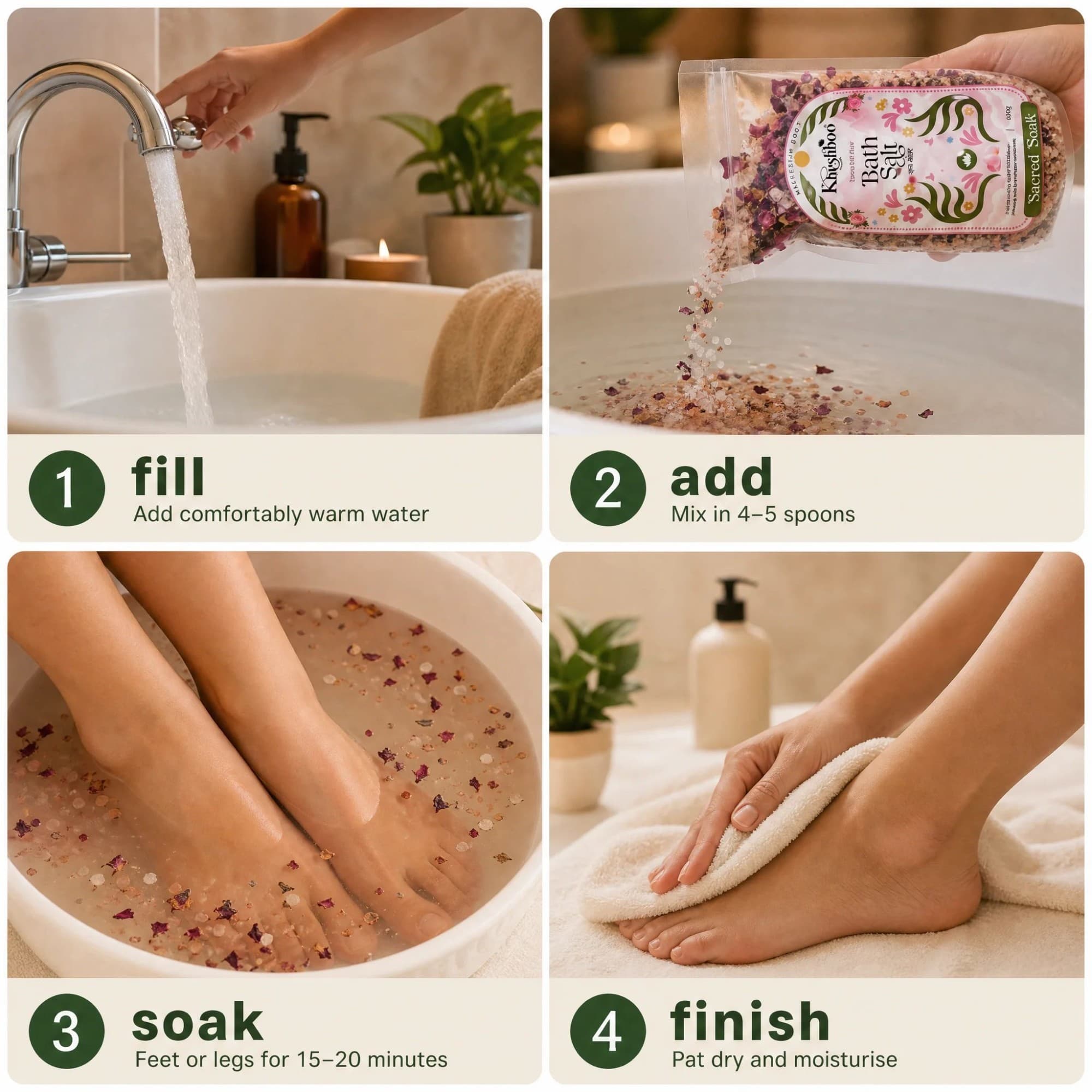Luxury Magnesium Wellness Bath Salt with Vitamin E – Free Wooden Scoop & Rose Quartz image 3