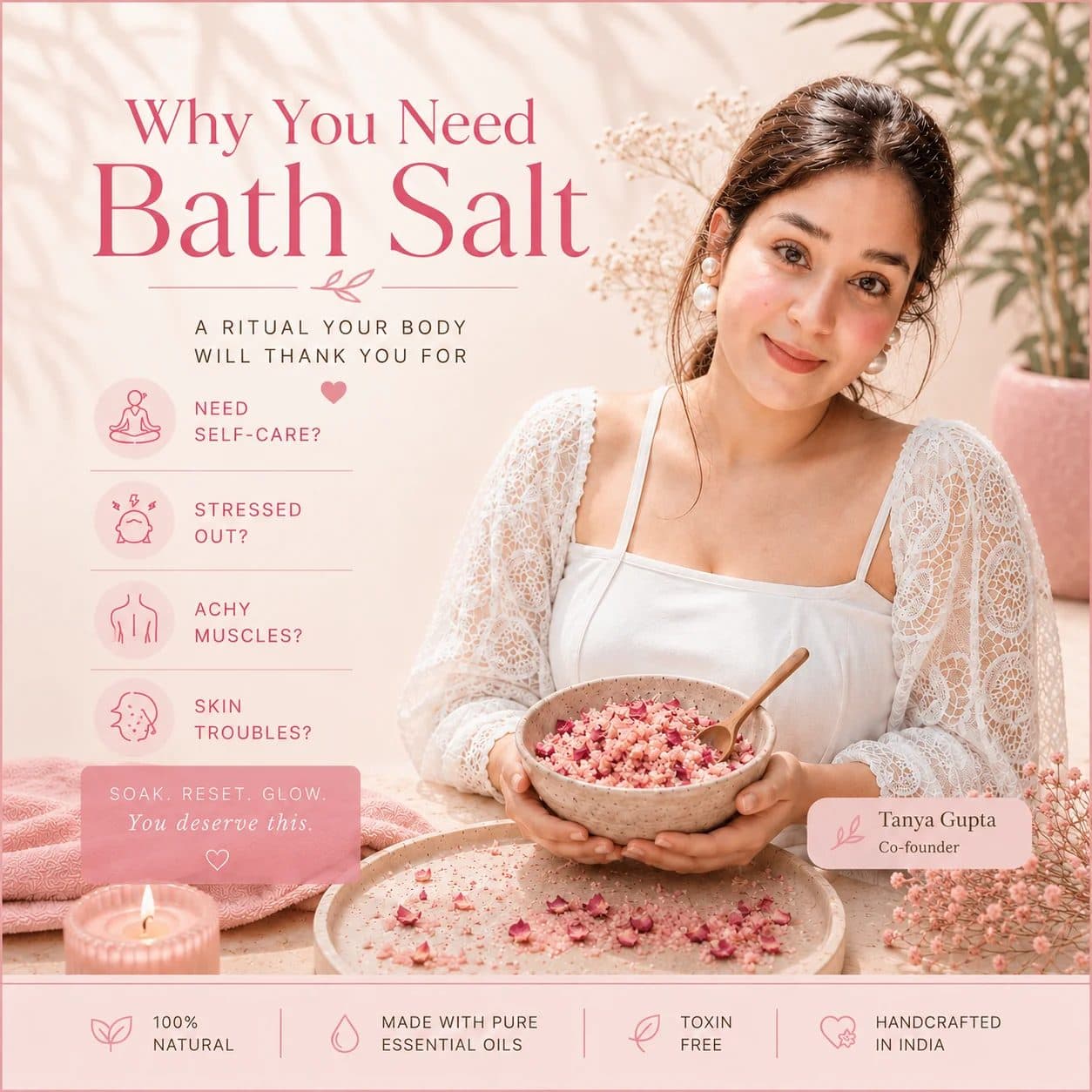 Luxury Magnesium Wellness Bath Salt with Vitamin E – Free Wooden Scoop & Rose Quartz image 5