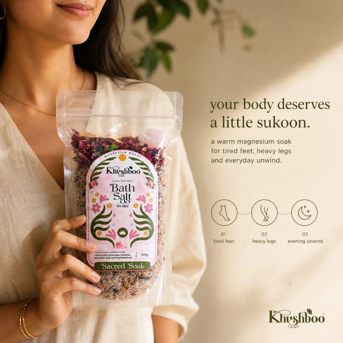 Luxury Magnesium Wellness Bath Salt with Vitamin E – Free Wooden Scoop & Rose Quartz image 7