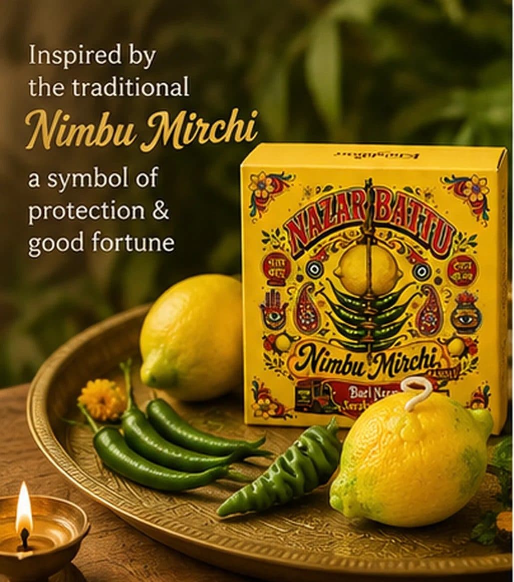 Nazar na Lage Nimbu Mirchi Candle Giftbox | Nazar Battu Inspired | Diwali Gifting image 2
