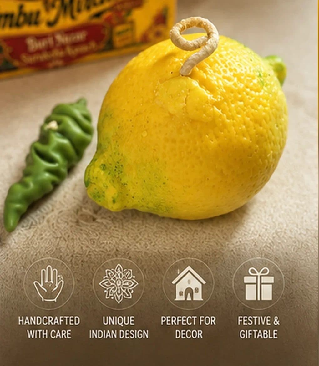 Nazar na Lage Nimbu Mirchi Candle Giftbox | Nazar Battu Inspired | Diwali Gifting image 3
