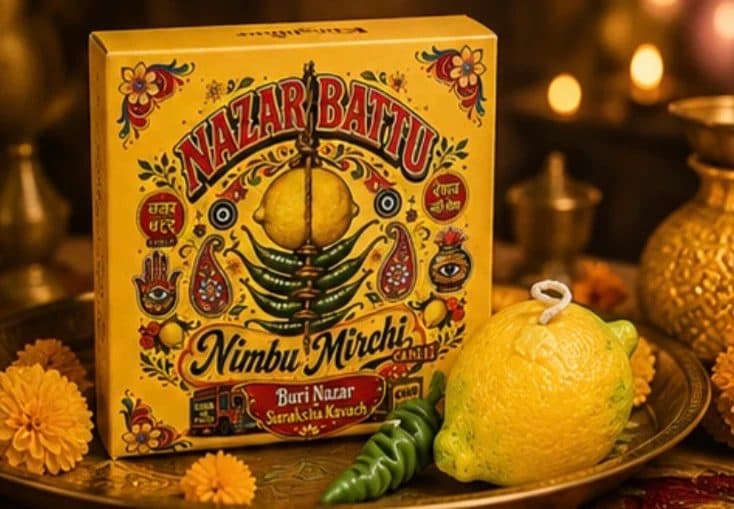Nazar na Lage Nimbu Mirchi Candle Giftbox | Nazar Battu Inspired | Diwali Gifting image 5