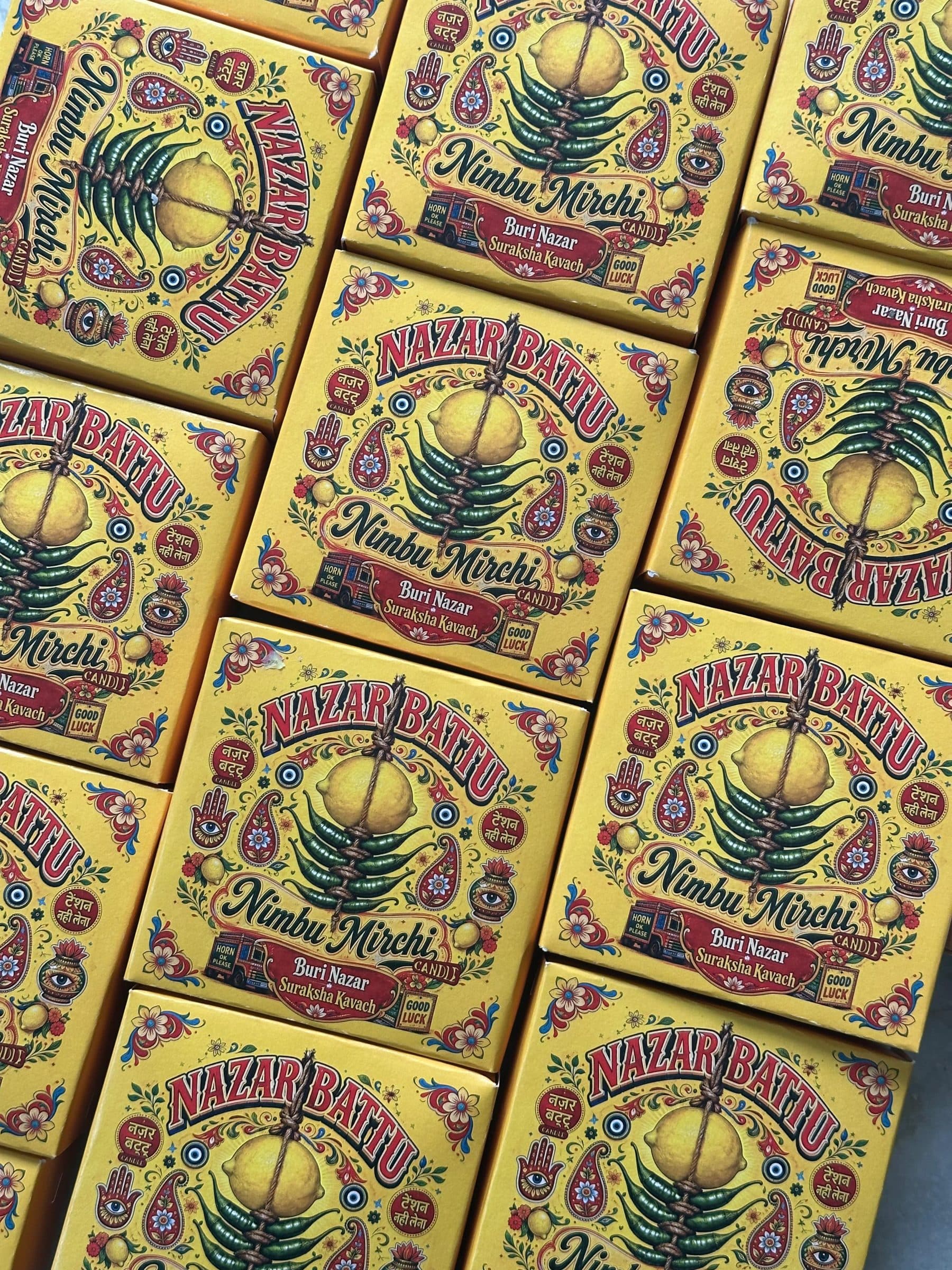 Nazar na Lage Nimbu Mirchi Candle Giftbox | Nazar Battu Inspired | Diwali Gifting image 7