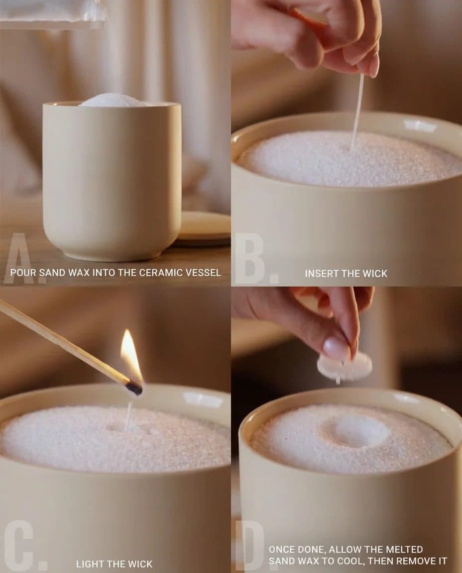 Premium Pearl Sand Wax Candle (with Free wicks) image 3