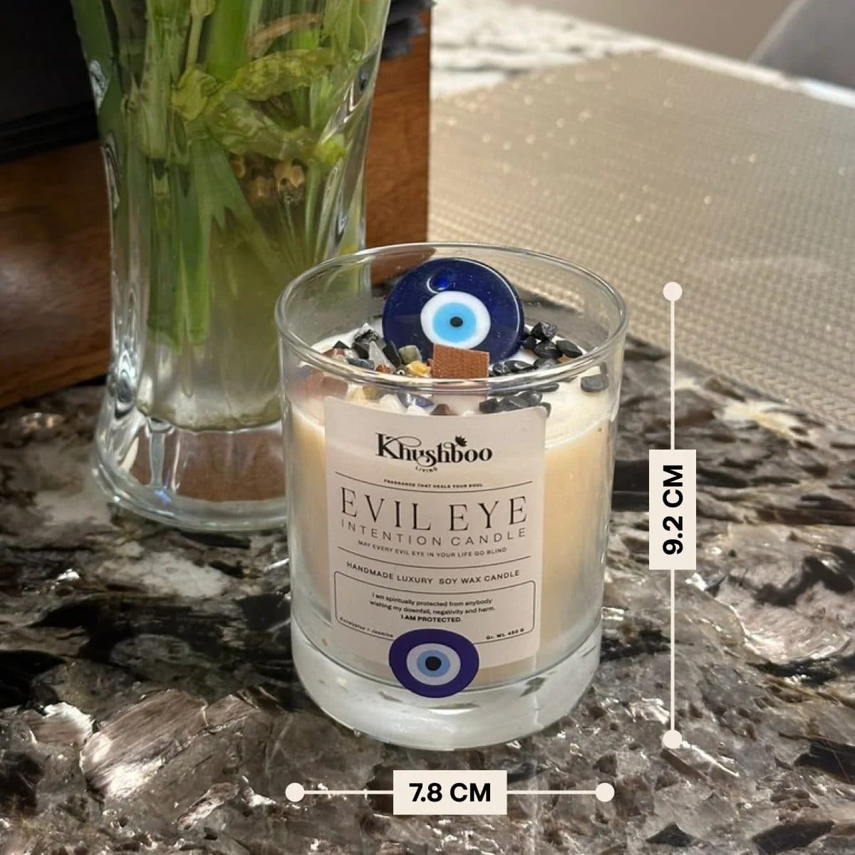 Evil Eye Scented Candle with Real Gemstones & Glass Charm image 10