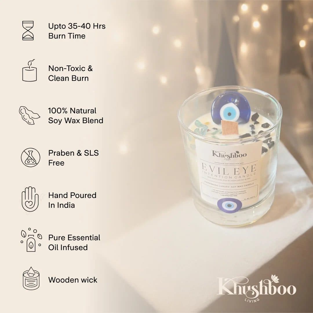 Evil Eye Scented Candle with Real Gemstones & Glass Charm image 11