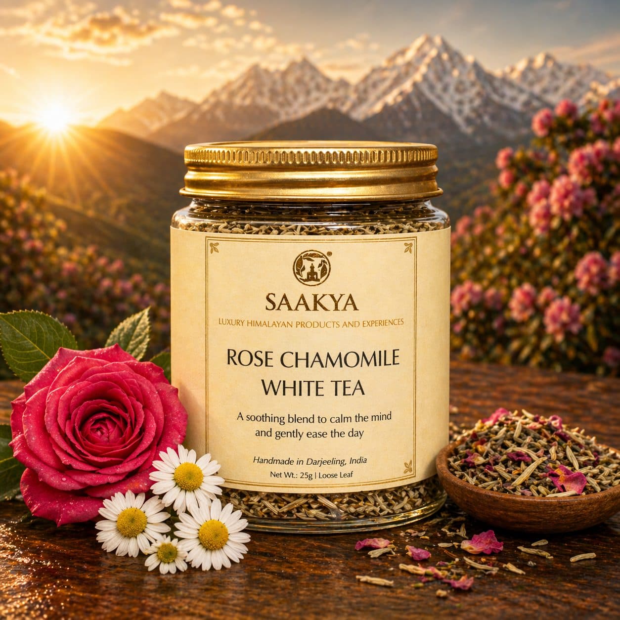Saakya Rose Chamomile White Tea | Darjeeling Floral Blend | 25g image 2