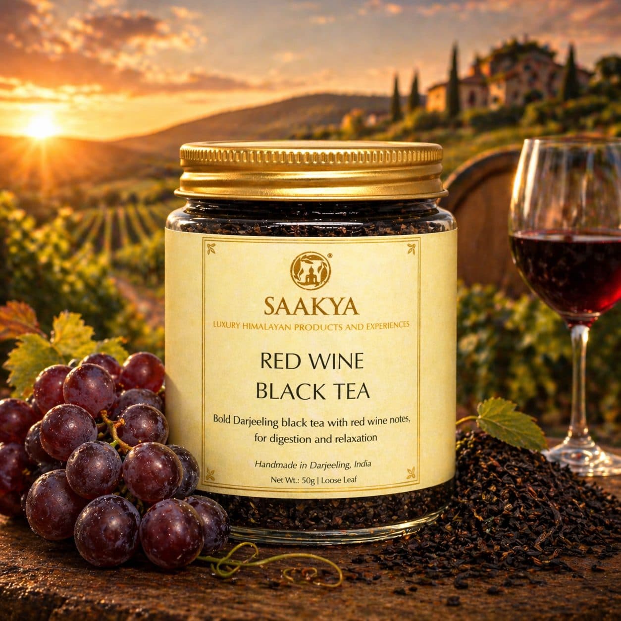 Saakya Red Wine Black Tea | Darjeeling Grape Black Tea | 50g image 2